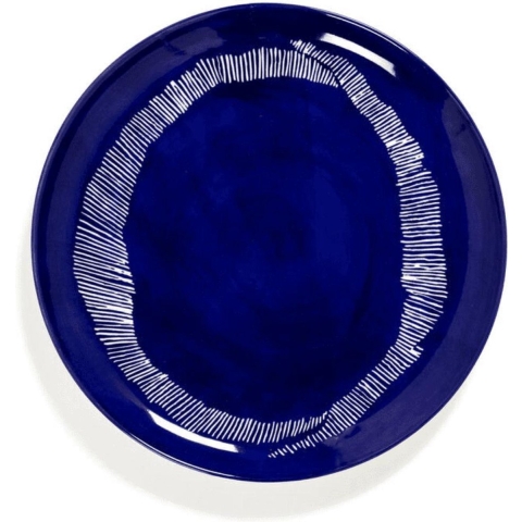 Serax Feast By Ottolenghi DinerbordØ26.5 Set Van 2 Dark Blue/White Stripes