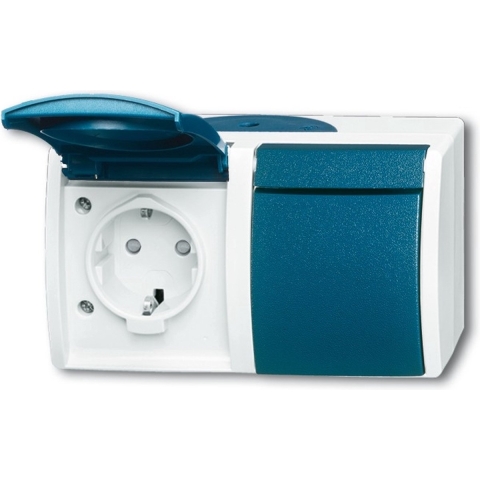 ABB 2CKA002084A0720 Geaard stopcontact IP44 Blauw-groen, Grijs-wit (RAL 7035)