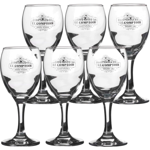 Urban Living witte wijnglazen Comptoir - gedecoreerd glas - 9x stuks - 205 ml -