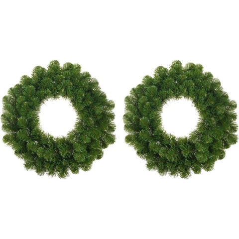 Set van 2x stuks groene kerstkransen/deurkransen 45 cm -
