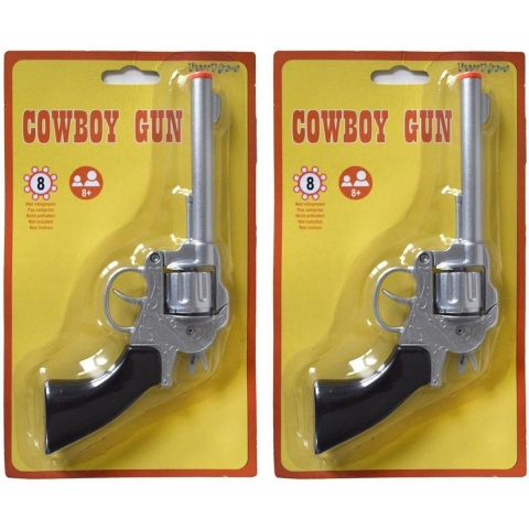2x stuks verkleed speelgoed revolver/pistool metaal 8 schots -
