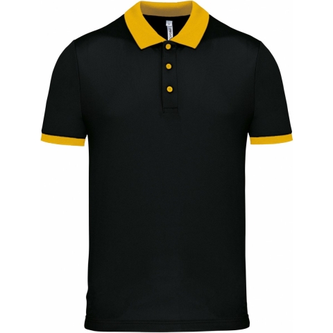 Poloshirt Sport Pro premium quality - zwart/geel - mesh polyester - voor heren XL -