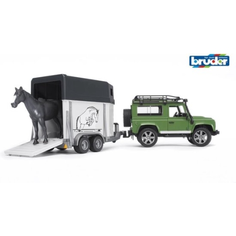 Bruder Land Rover Defender incl. paardentrailer en paard