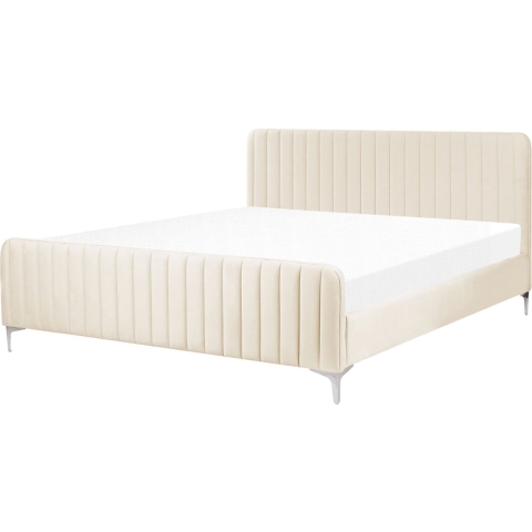 Beliani - LUNAN - Tweepersoonsbed - Beige - 180 x 200 cm - Fluweel