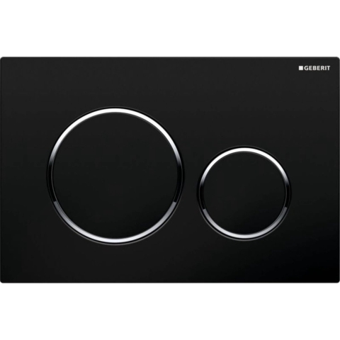 Geberit Sigma20 bedieningsplaat 2-toets - matzwart - ring verchroomd glans