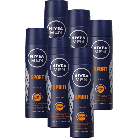 6x Nivea Men Deodorant Spray Sport 150 ml
