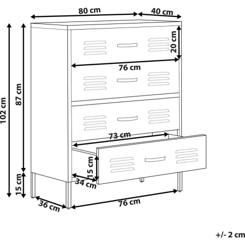 Beliani - ENAGO - Commode - Zwart - Staal
