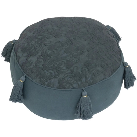 Atmosphera Vloerkussen Marakesh - blauw - katoen - 43 x 18 cm - rond - Extra dik -