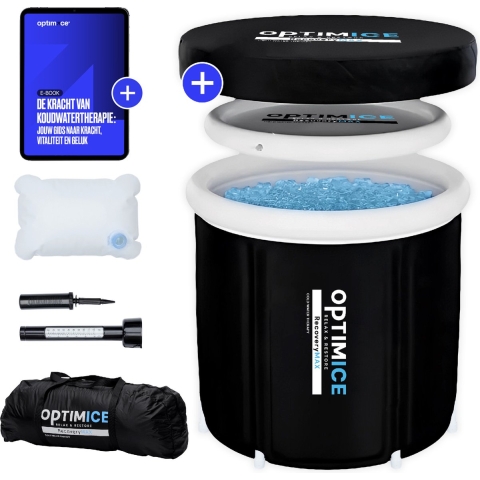 OPTIMICE IJsbad Starterpakket - Inclusief E-Book Koude Therapie, Thermometer&Draagtas - Zitbad - Wim Hof - Ice Bath - Opvouwbaar en Inklapbaar
