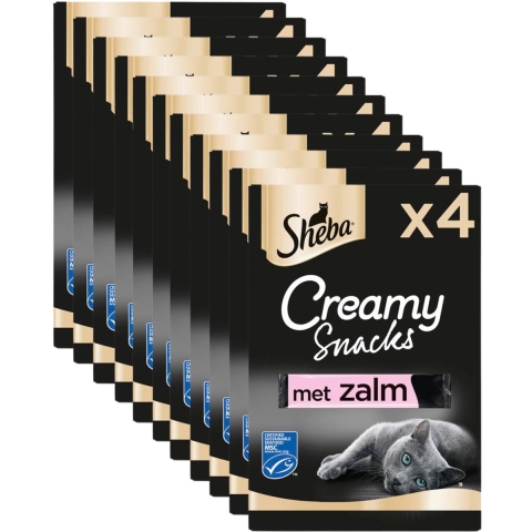 11x Sheba Creamy Snacks Kattensnoepjes Zalm 4 stuks