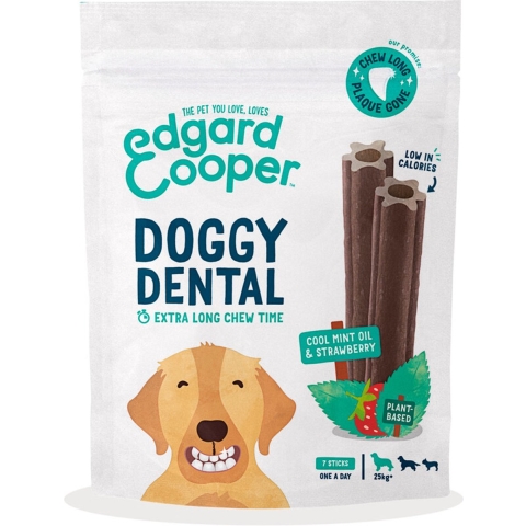4x Edgard&Cooper Doggy Dental Sticks Aardbei - Frisse Muntolie