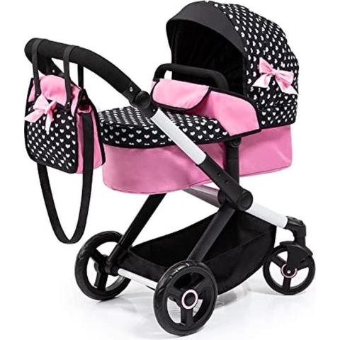Bayer Design - Poppenwagen XEO in zwart, wit/roze