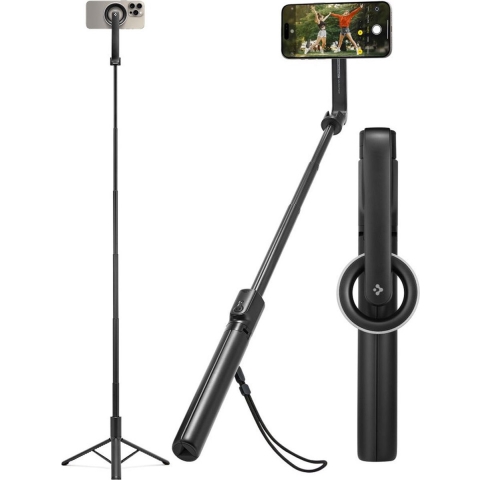 Spigen MagSafe Tripod Selfie Stick - met afstandsbediening - Universeel - 120CM - Zwart