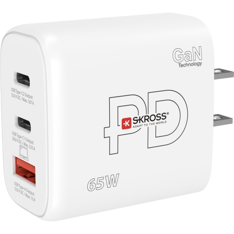 Skross Power Charger 65W PD GaN US USB-oplader 65 W 1x USB-A, 2x USB-C USB PD Binnen