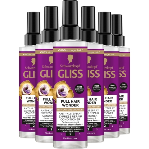 6x Gliss Anti-Klit Spray Full Hair Wonder 200 ml
