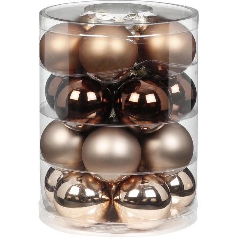 40x stuks glazen kerstballen elegant bruin mix 6 cm glans en mat -