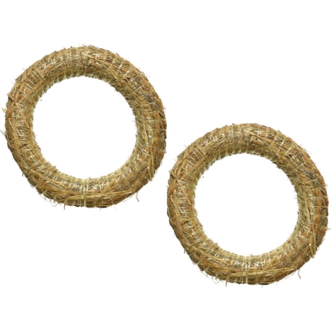 Set van 6x stuks stro kerstkransen/strokransen om te decoreren 30 x 5 cm DIY kransen -