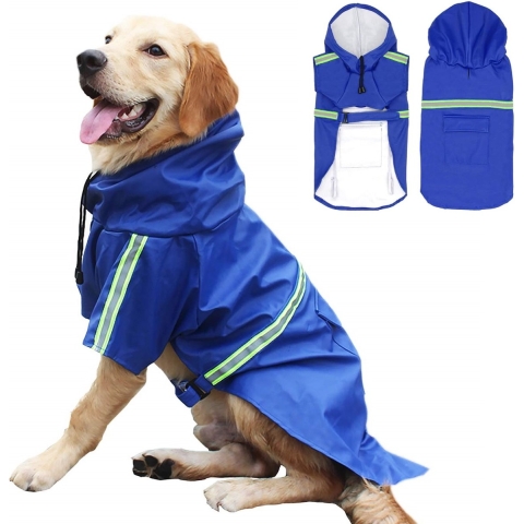 Dutchwide - Hondenjas - Regenjas Hond - Blauw - Maat S