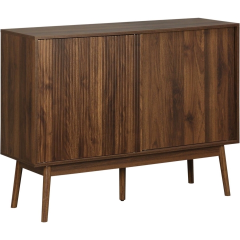 sweeek - Walnoothouten opbergkast, Linear, L 115 x B 39,5 x H 90cm