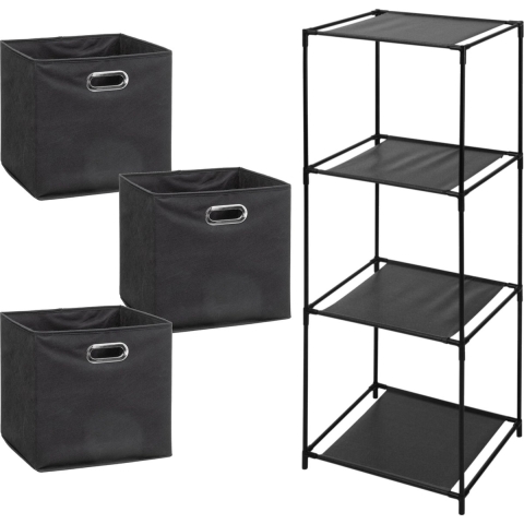 Opbergrek 3-laags Smartrack - 3x mandjes polyester - donker grijs - 34 x 104 cm -