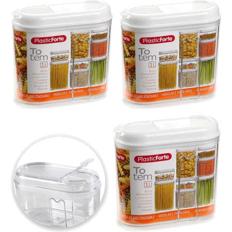 Voorraadbus met strooi deksel - 6x stuks - 1 liter - kunststof -