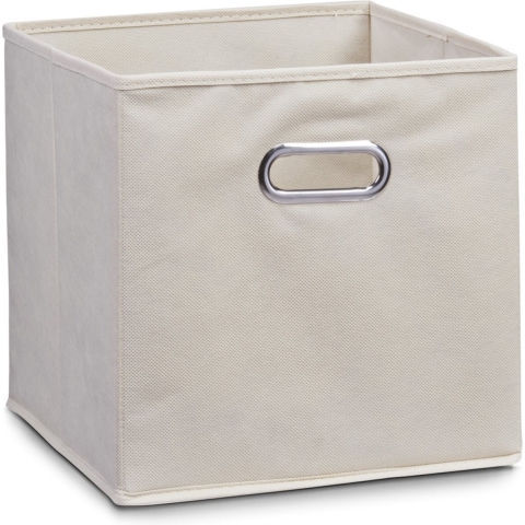 Opbergmand/kastmand - Set van 5x stuks - beige - 28 x 28 cm - polyester - speelgoedmand -