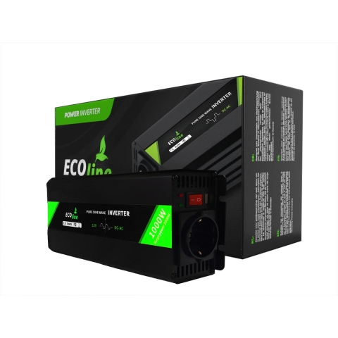 EcoLine - Omvormer 12V Naar 220V / 230V - 1000w Vermogen - Zuivere sinus - Spanning Omvormer