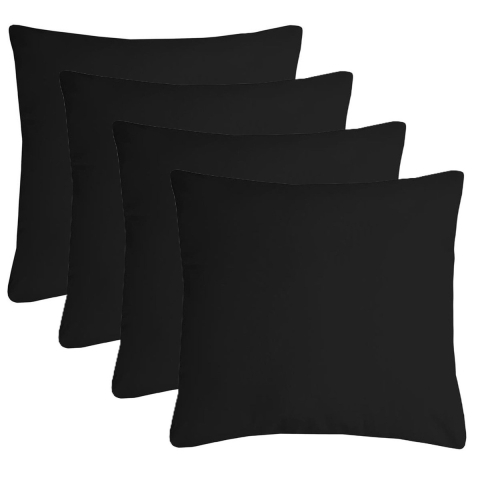 Stof Textile sierkussen Nelson - 4x - zwart - 60 x 60 cm - bank kussens - polyester -