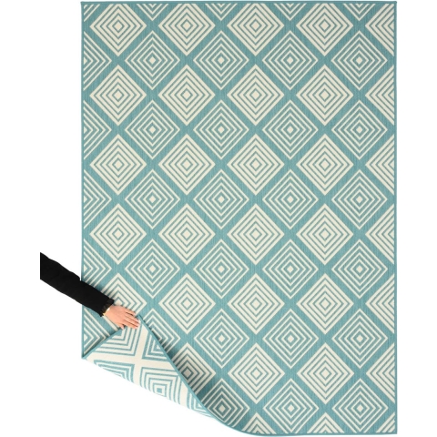 Tapeso Buitenkleed ruit - Flip Gem turquoise - 200x280 cm