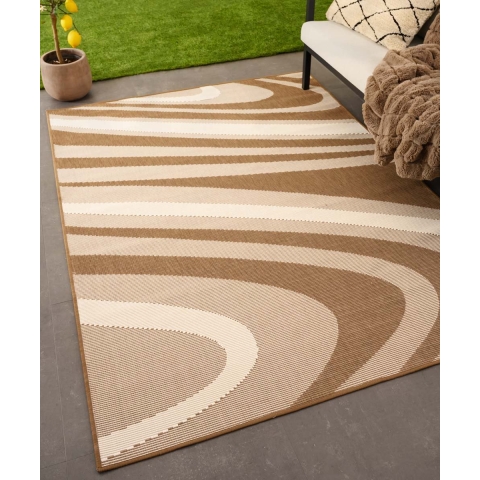 Tapeso Modern buitenkleed - Flip Saturn lichtbruin - 200x280 cm