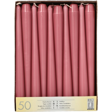 Dinerkaarsen Mega pack - 50x - oudroze - Gotisch - 25 cm -