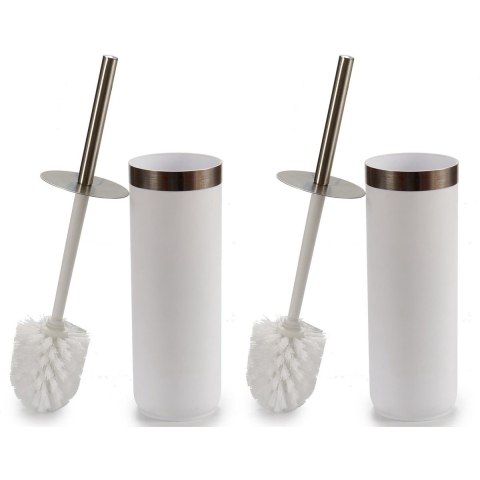 Set van 2x stuks toiletborstel/wc-borstel wit kunststof 38,5 cm -