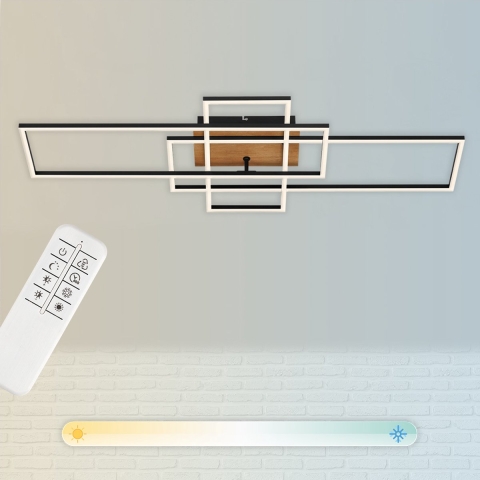 Briloner -FRAME - LED plafondlamp - dimbaar - kleurtemperatuurregeling - nachtlichtfunctie- 55 W - zwart
