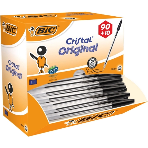BIC 942911 Balpen (wegwerp) Cristal Zwart 0.4 mm Onuitwisbaar: Ja 100 stuk(s)