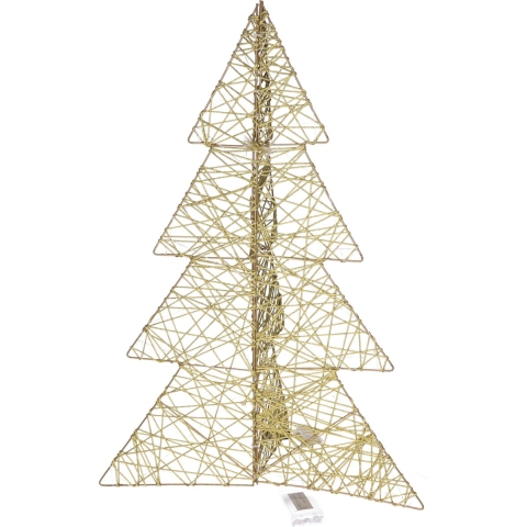 Countryfield Lichtboom/kerstboom 3D - 76 cm - goud - metaal - 60 LEDs - warm wit -