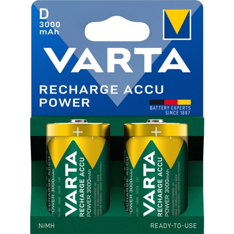 30x Varta Recharge Accu Power D 3000 mAh Blister 2 stuks