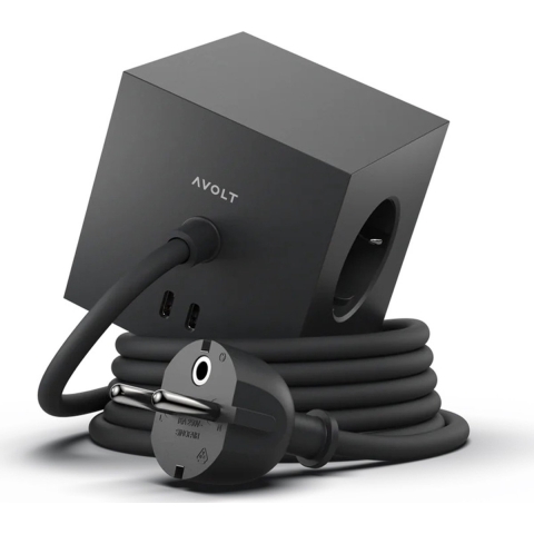 Avolt Square 1 stekkerdoos USB-C 30W 1,8 m-Zwart