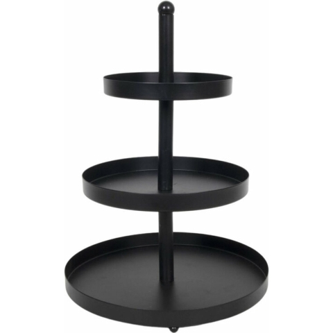 Etagere metaal 3-laags Ø25x35cm zwart