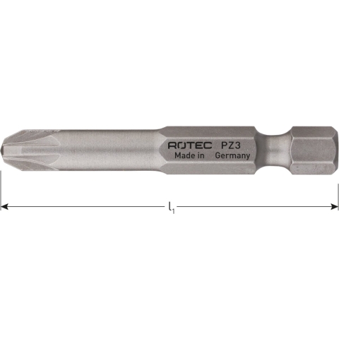 Rotec PRO Krachtbit PZ 1 L=110mm E 6,3 BASIC - 8050010 - VPE = 10 stuks