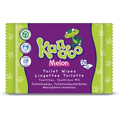 12x Kandoo Vochtige Toiletdoekjes Melon 60 stuks