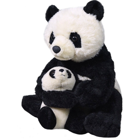 Wild Republic Pluche dier - panda met jong knuffel - 38 cm - Panda Beren knuffels -