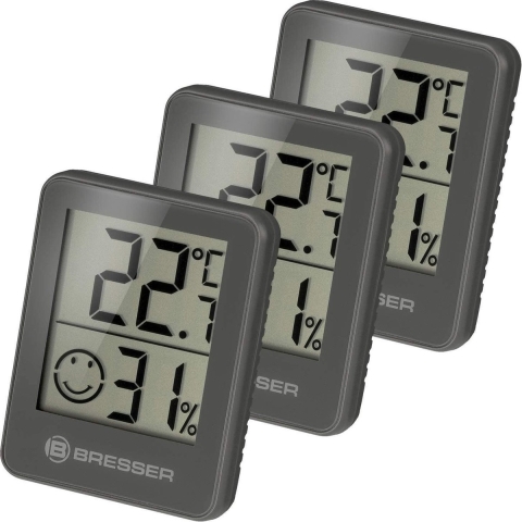 BRESSER ClimaTemp Hygro Indicator Set van 3 Thermo-/Hygrometers (grijs)