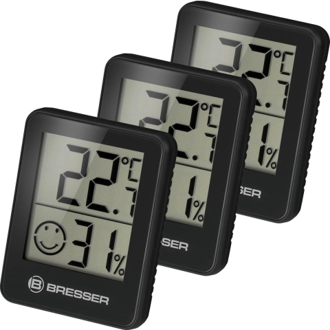 BRESSER ClimaTemp Hygro Indicator Set van 3 Thermo-/Hygrometers (zwart)
