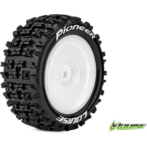Louise E-PIONEER Banden Set - Soft - Velgen Wit - Hex 12mm - 4WD Achter