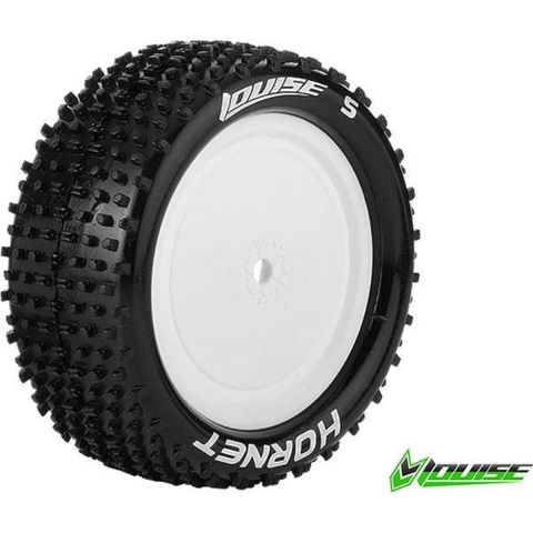 Louise E-HORNET Banden Set - Soft - Velgen Wit - Hex 12mm - 4WD Voor