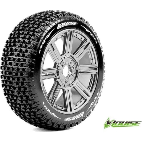 Louise B-PIRATE Super Soft banden op black chrome spaakvelgen voor 1/8 buggy