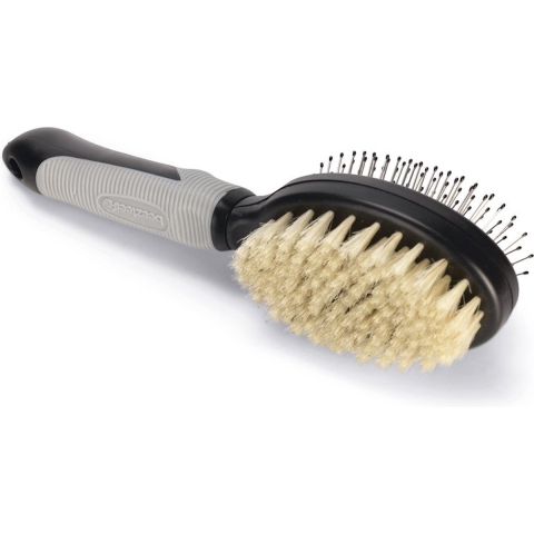 Beeztees Combi Borstel - Hondenverzorging - Zwart"Grijs - Groot - 22,5 cm