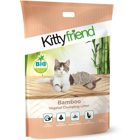 Kitty Friend Bamboo plantaardige kattenbakvulling 2 x 10 liter