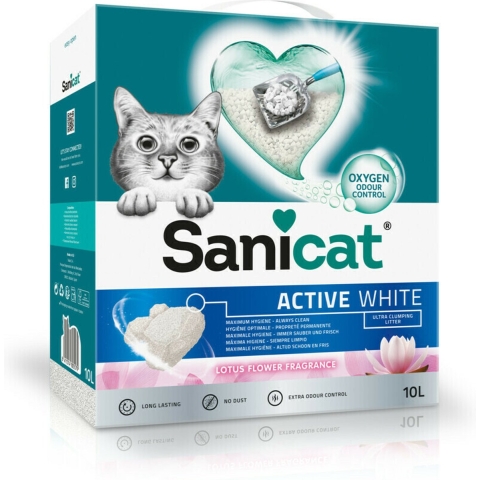 Sanicat Active White Lotus Flower kattenbakvulling 2 x 10 liter