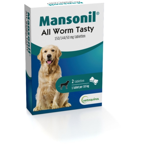 Mansonil All Worm Dog Tasty voor de hond 2 x 2 tabletten